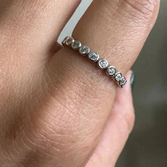 Pandora| Sterling Silver Soft Round Cut Stackable Ring - Picture 8 of 10